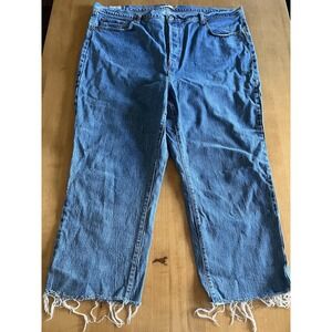 Levi's Women's Ribcage Straight Button Fly‎ Jeans Sz 24W Denim Raw Hem